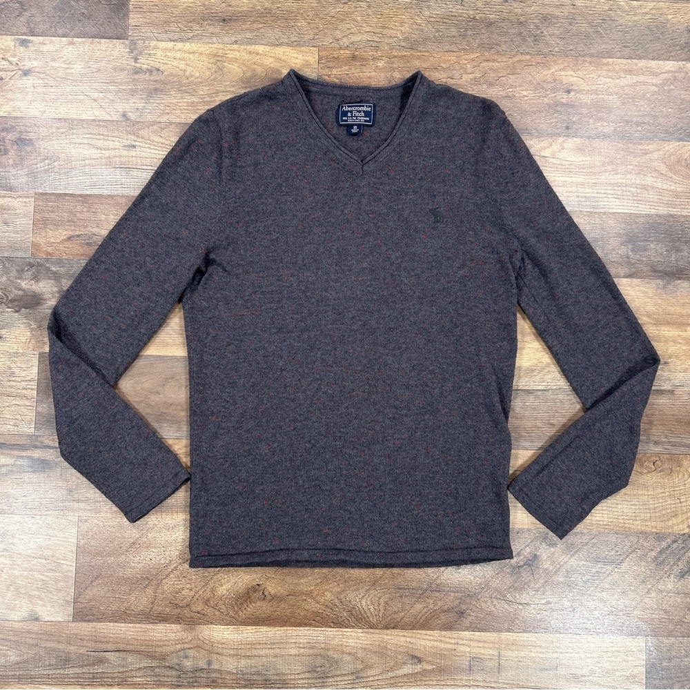 Abercrombie & Fitch Sweater Womens XS Gray V Neck Cotton Blend Lightweight
